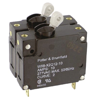 TE Connectivity W68 Thermal Circuit Breaker - 2-Pole, Direct, 10A Current Rating, 1000 A, 250V ac, 50 V dc