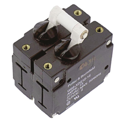 TE Connectivity W68 Thermal Circuit Breaker - 2-Pole, Direct, 15A Current Rating, 1000 A, 250V ac, 50 V dc