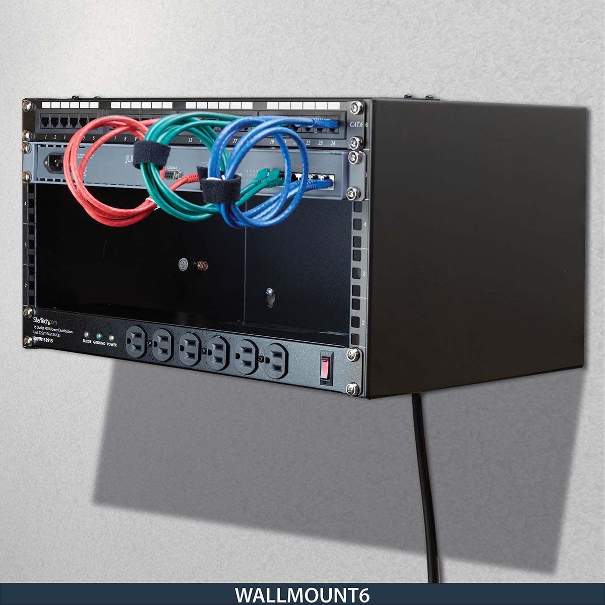 wallmount6 StarTech.com Black 6 U Steel Server Rack , with 2 Post Frame, 35 mm, 273 mm Height 273 mm