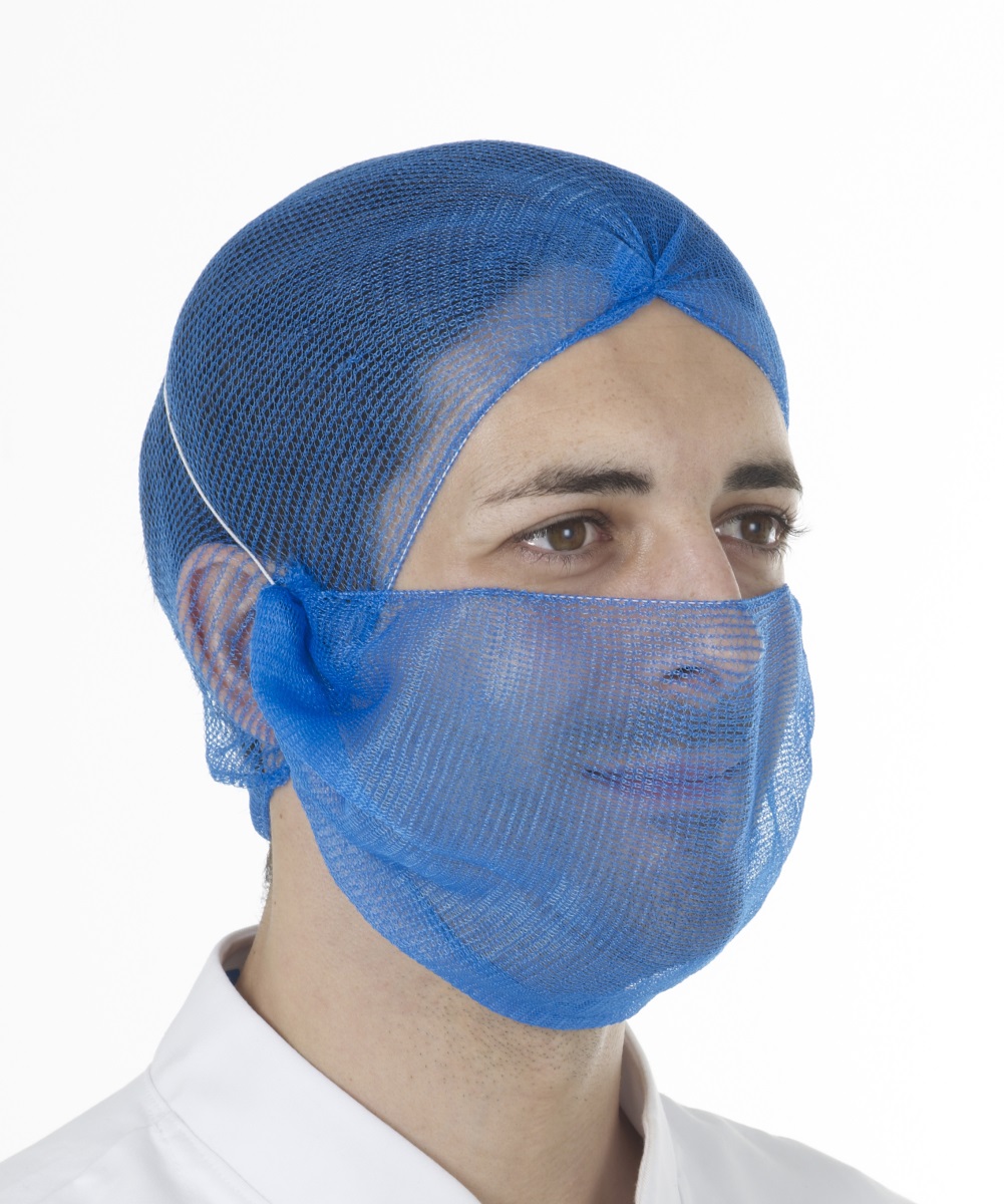 Hairtite Blue for Food and Industrial Applications Use Disposable Beard Mask Polypropylene, XL, 25 Per Pack per Package