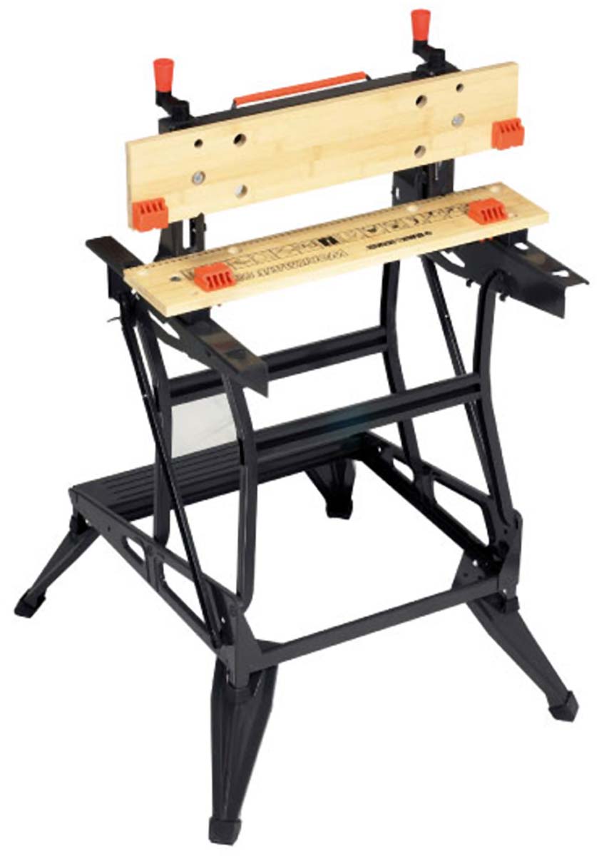 wm550-xj Black & Decker Portable Steel Workbench, 160kg Max Load Adjustable Height, 775 mm x 610mm