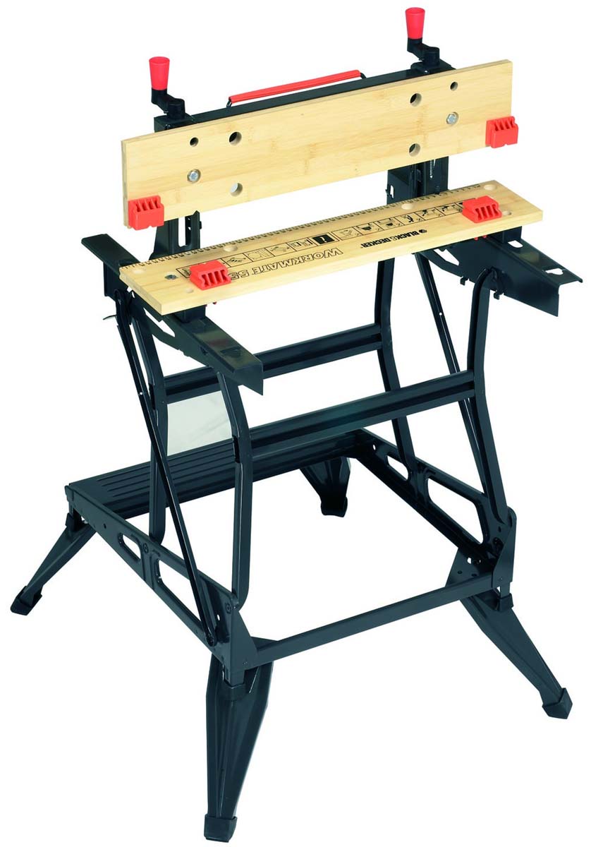 wm626-xj Black & Decker Portable Steel Workbench, 250kg Max Load Adjustable Height, 740 mm x 742mm x 200 mm