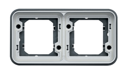 Hager WNA Grey Grey Polypropylene Back Box Mounting Frame, IP55, Surface Mount, 2 Gangs 83 mm 23mm 83 mm