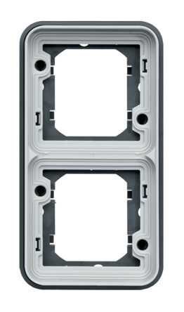 Hager WNA Grey Grey Polypropylene Back Box Mounting Frame, IP55, Surface Mount, 2 Gangs 83 mm 23mm 83 mm