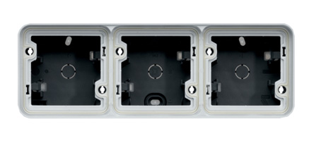 Hager WNA Grey Grey Polypropylene Back Box, IP55, Surface Mount, 3 Gangs 76 mm 56mm 76 mm