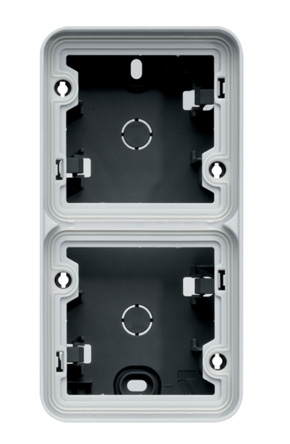Hager WNA Grey Grey Polypropylene Back Box, IP55, Surface Mount, 2 Gangs 76 mm 56mm 76 mm