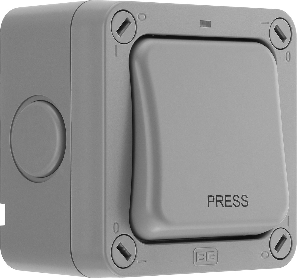 BG Electrical Grey, 2 Way Push Button, 1 Gang, Storm
