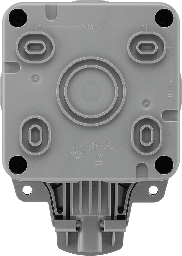 wp21-02 BG Electrical White 1 Gang Plug Socket, 13A Outdoor, Type G - British
