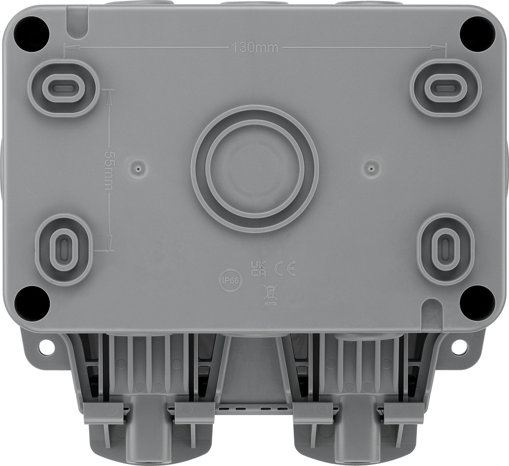 BG Electrical Storm Grey 2 Gang Plug Socket, 13A Outdoor, Type G - British