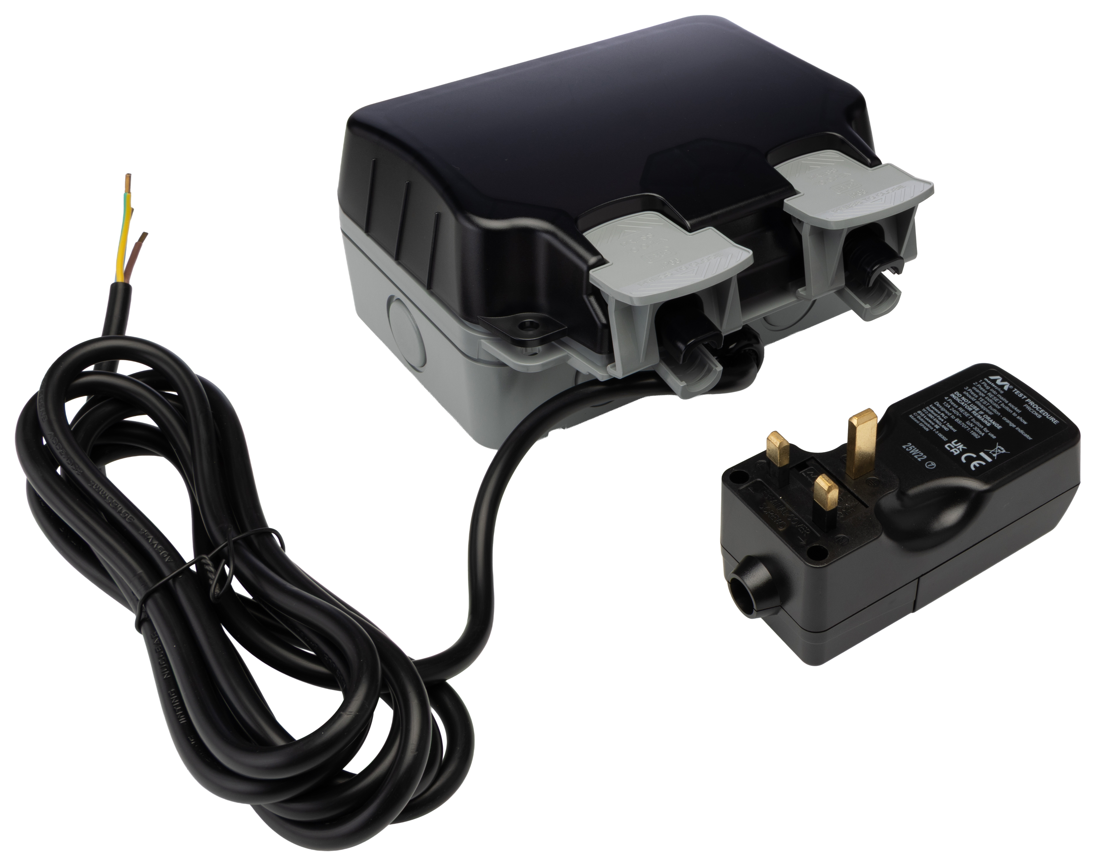 BG Electrical Storm 13 A, Passive 2 RCD Socket, Polycarbonate, Surface Switched, IP66 Outdoor Use, 250 V, Grey Grey