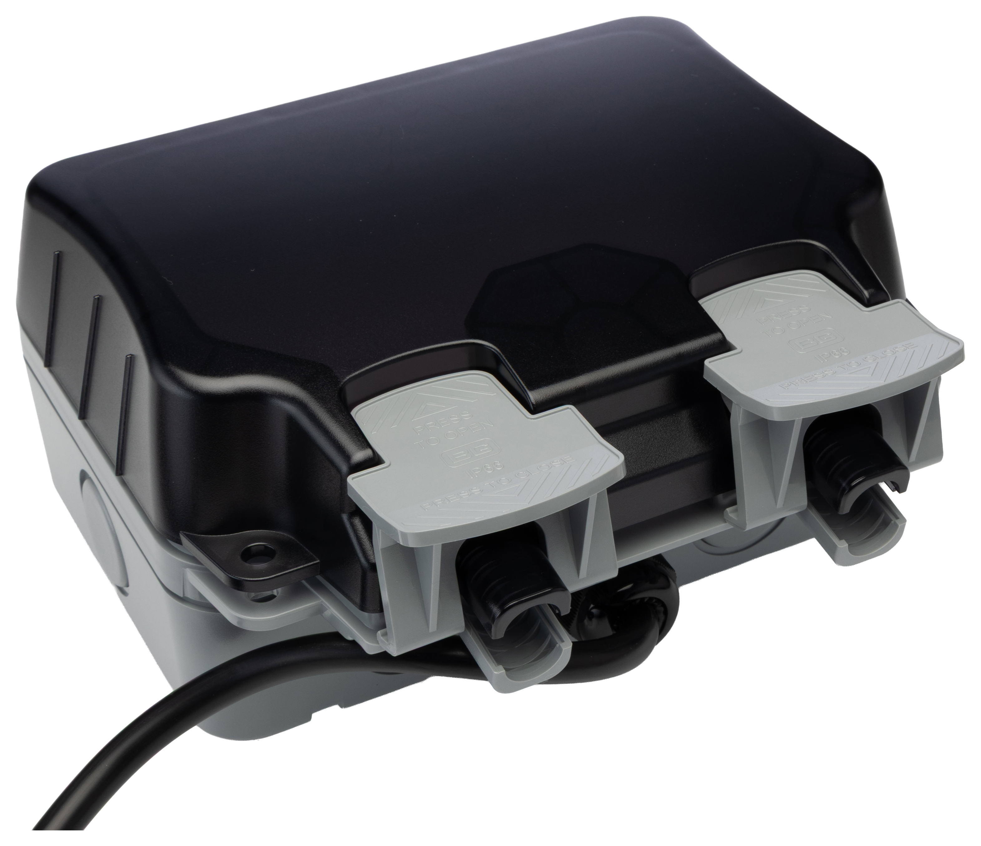 wp22kit3-02 BG Electrical Storm 13 A, Passive 2 RCD Socket, Polycarbonate, Surface Switched, IP66 Outdoor Use, 250 V, Grey Grey