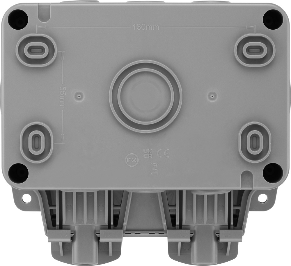 BG Electrical Storm Grey 2 Gang Plug Socket, 13A Outdoor, Type G - British