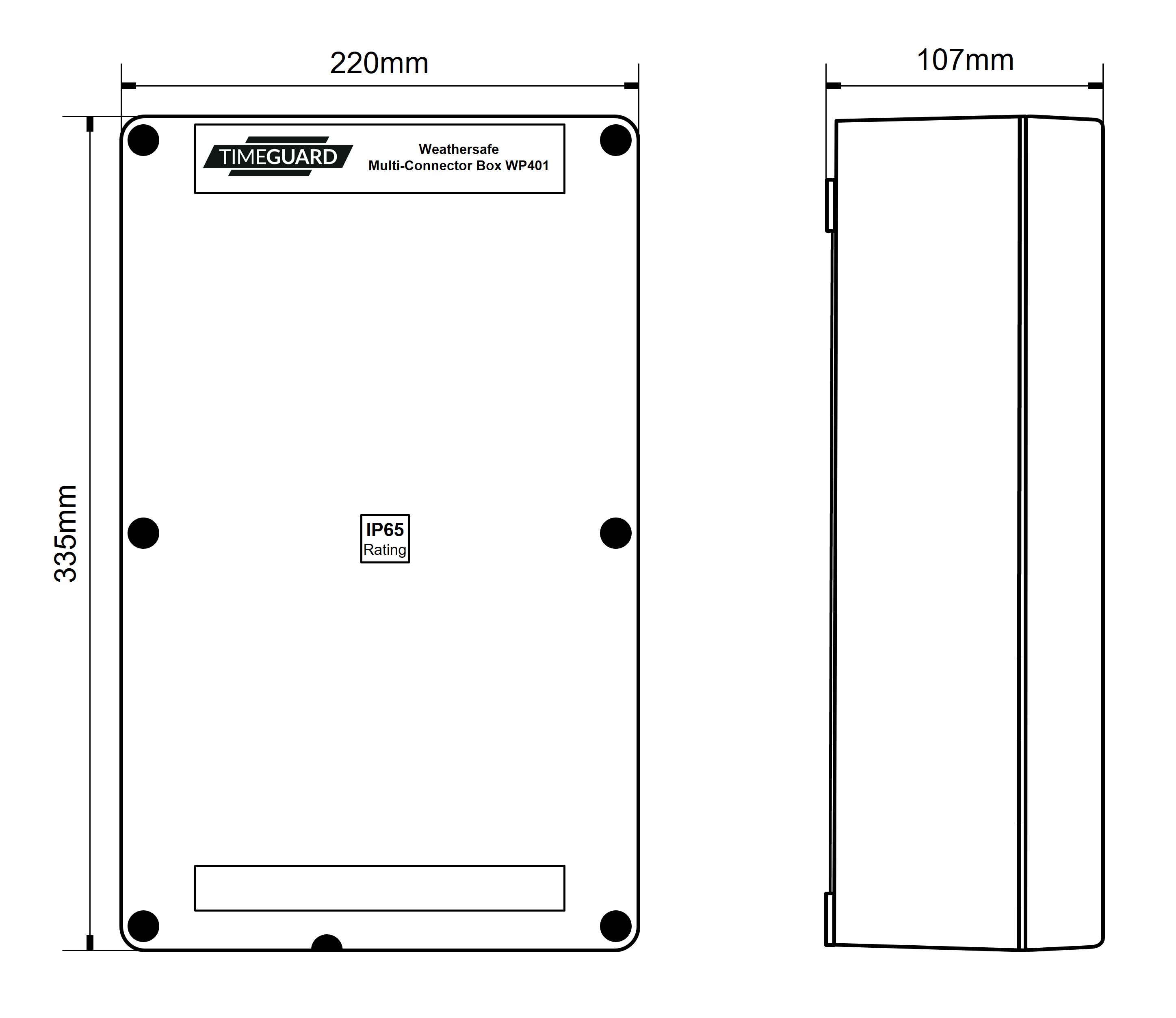 wp401 Timeguard WP Series Thermoplastic Wall Box, IP65, 335 mm x 220 mm x 107 mm