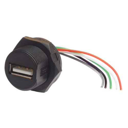 L-Com Straight, Panel Male- 1 Port Type USB Type A IP67 USB Connector