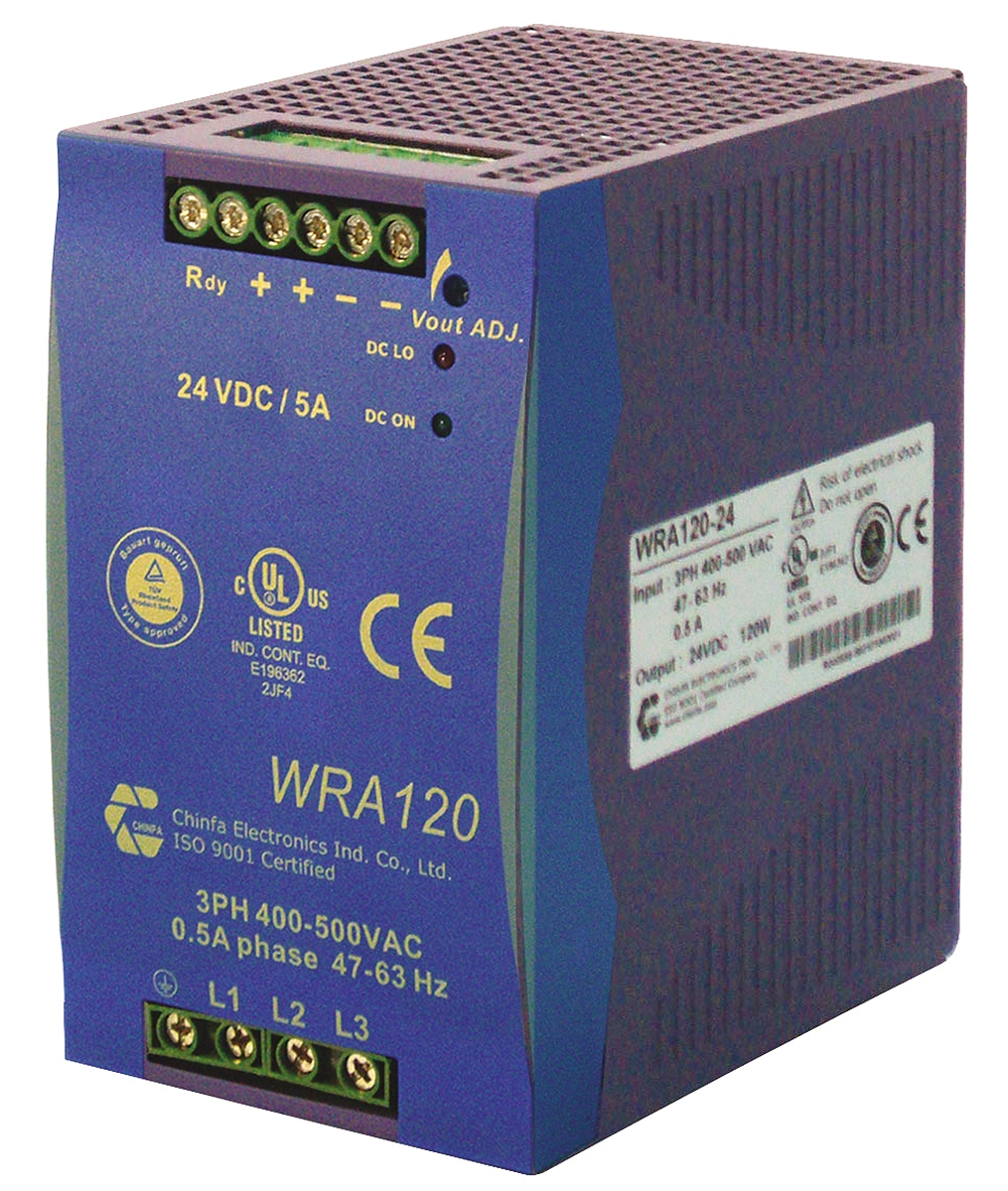 Chinfa WRA 120 Switched Mode DIN Rail Power Supply 400V ac AC Input 12V dc, 10 A Output DC 120 W