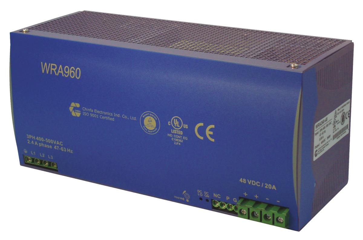 Chinfa WRA 960 Switched Mode DIN Rail Power Supply 400V ac AC Input 24V dc, 40 A Output DC 960 W