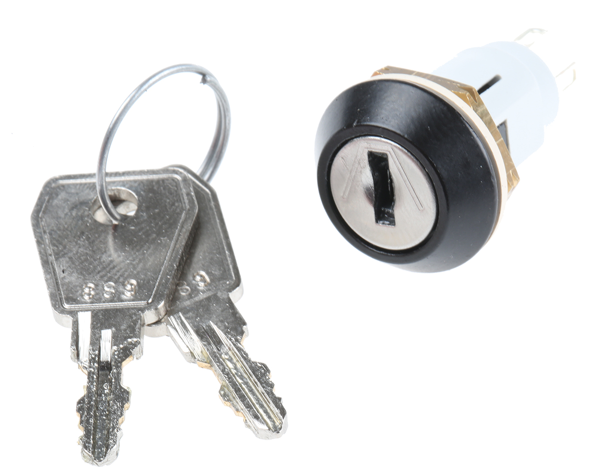 Lorlin IP67 Key Switch, SPDT, 5A 2-Way Random-Key