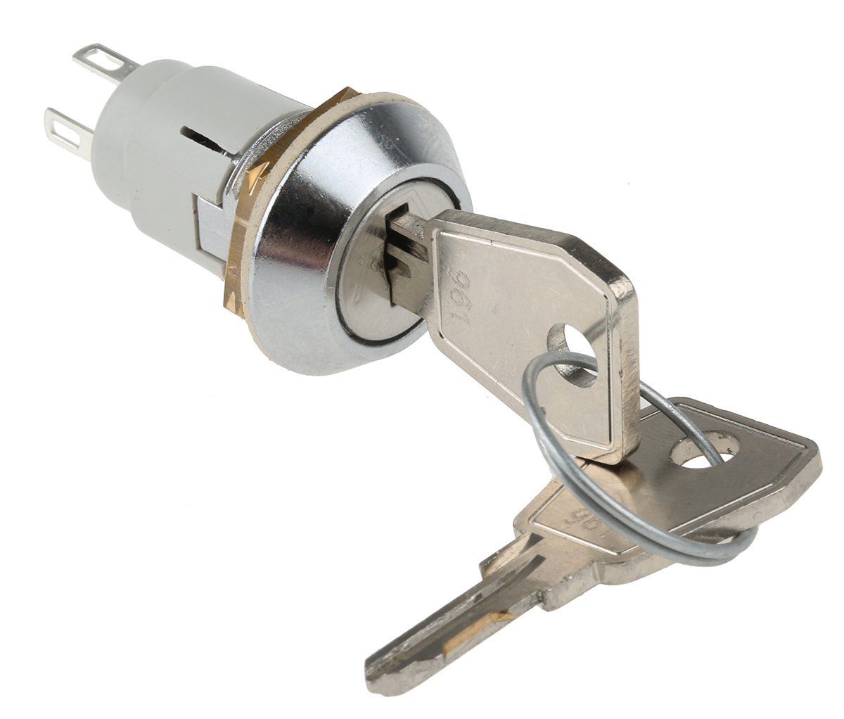 Lorlin IP66, IP67 Key Switch, SPDT, 1A 2-Way Random-Key