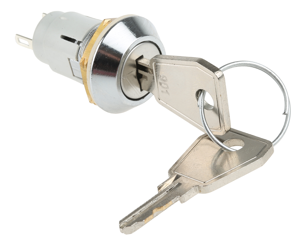 Lorlin IP66, IP67 Key Switch, SPDT, 1A 2-Way Common-Key