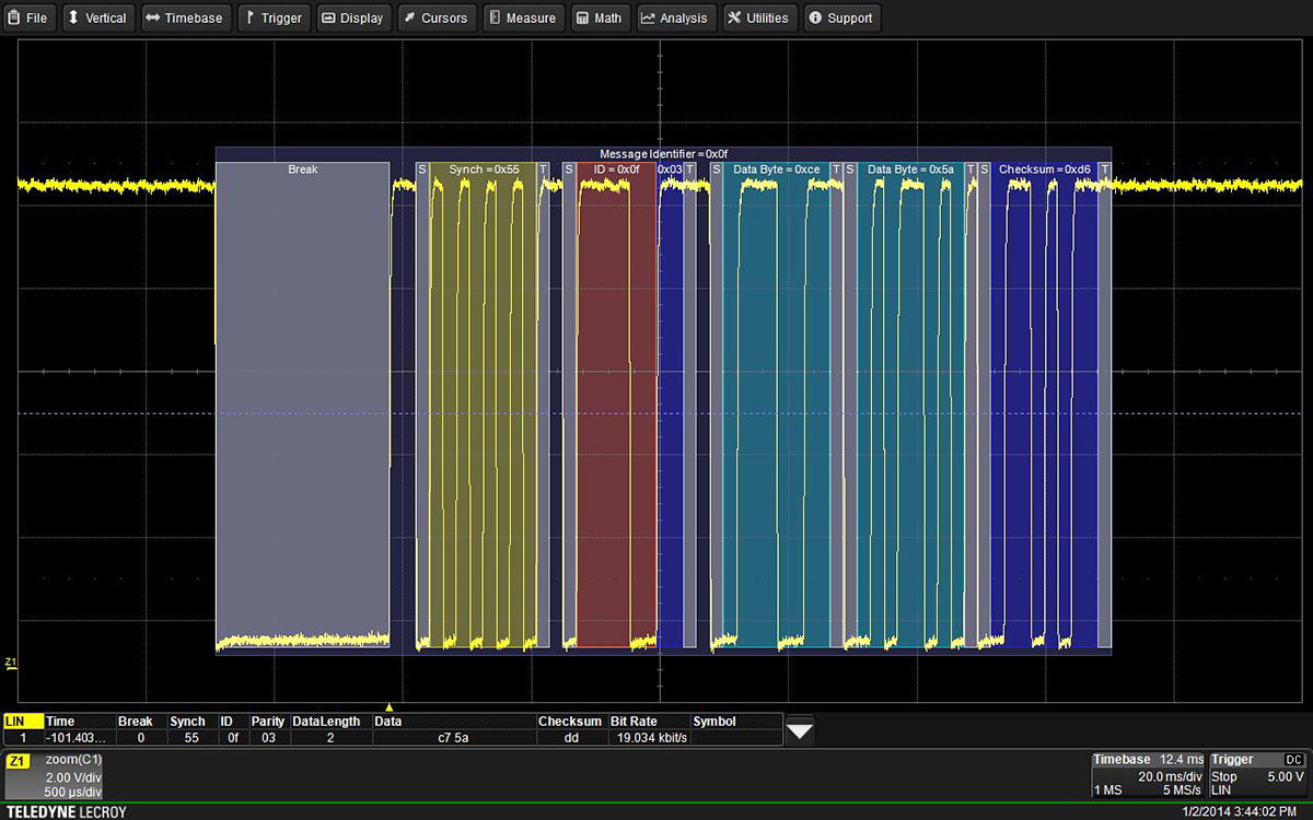 Teledyne LeCroy LIN Trigger and Decode Package Oscilloscope Software for Use with WaveSurfer 4000HD