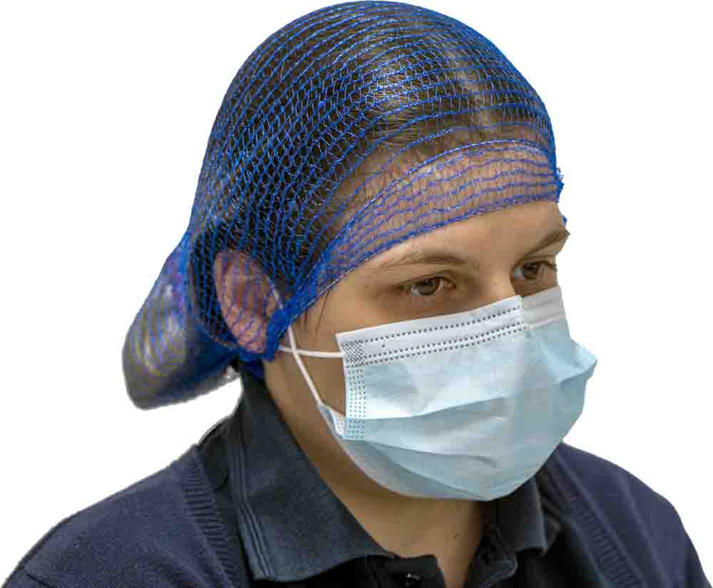 Hairtite Blue for Food and Industrial Applications Use Disposable Hair Net Polypropylene, 550 mm, 100 Per Pack per