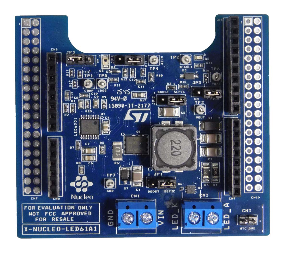 STMicroelectronics X-NUCLEO-LED61A1 LED Driver Expansion Board for LED6001 for STM32 Nucleo