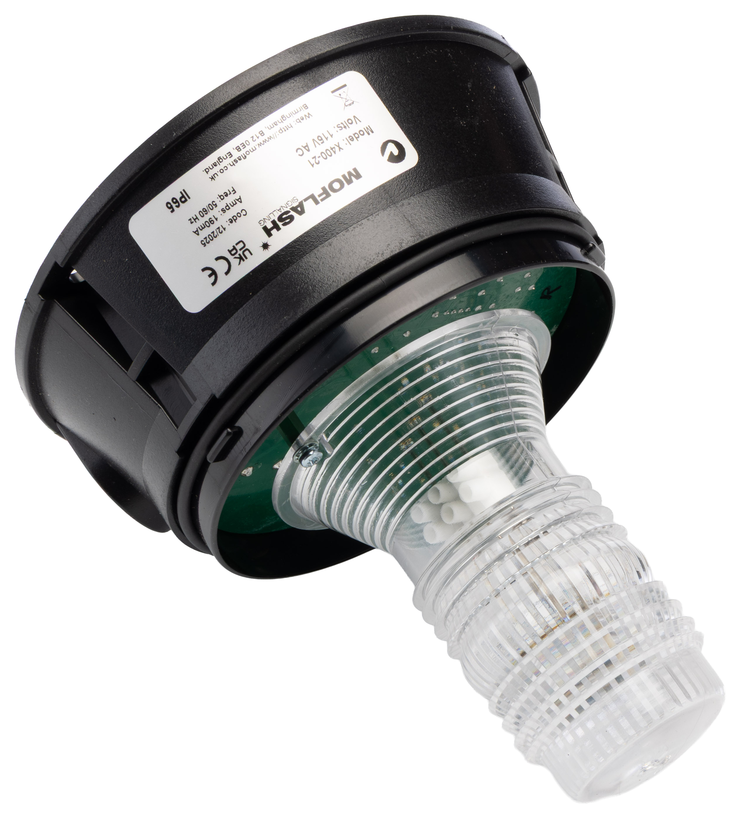 x400-21rs Moflash X400 Series Amber, Blue, Clear Flashing Beacon 115V ac, Xenon Bulb Surface, Wall, IP65