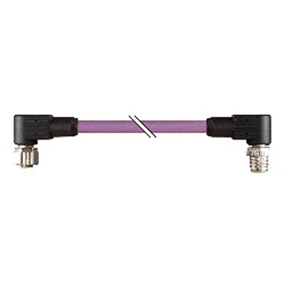 B&R Male 4 way Right Angle to 4 way M12 Actuator/Sensor Cable, 1 m