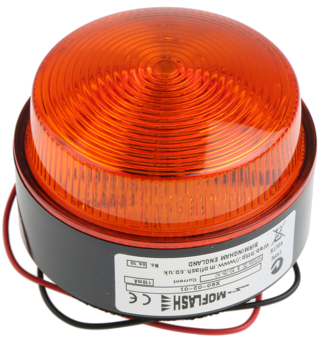 Moflash X80 Series Amber Flashing Beacon 230V, Xenon Bulb Surface, IP67