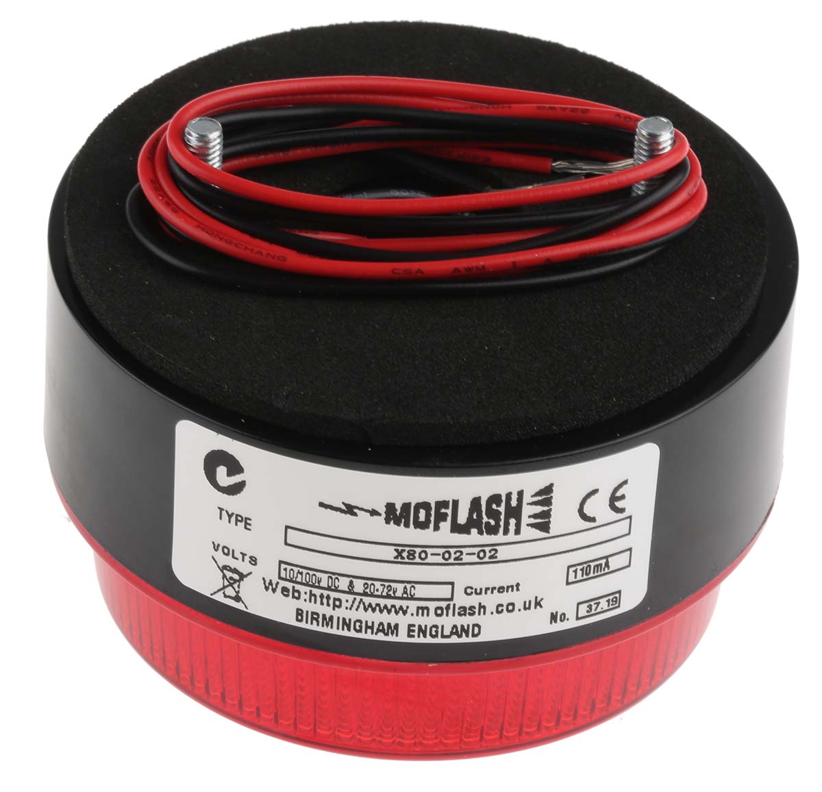 x80-02-02 Moflash X80 Series Red Flashing Beacon 230V, Xenon Bulb Surface, IP67