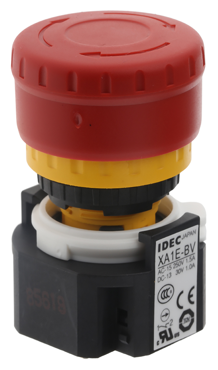 Idec XA Series Emergency Stop Push Button, Panel Mount, 3P CO, IP65
