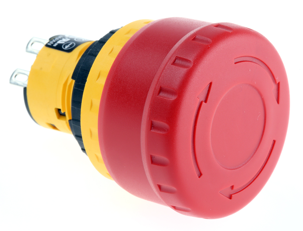 Idec XA Series Emergency Stop Push Button, Panel Mount, 16 mm Cutout, DPST, IP65