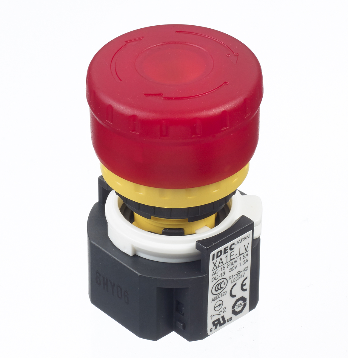 Idec XA Series Twist Release Illuminated Emergency Stop Push Button, Panel Mount, 16 mm Cutout, 1 NO/3 NC, IP65
