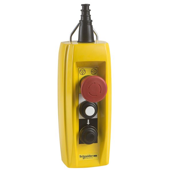 Schneider Electric Snap Action Push Button Control Station - 1 NO/1 NC, Glass Reinforced Polyester, 3 Cutouts, Red,