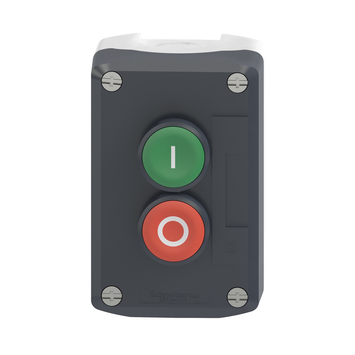 xald213 Schneider Electric Spring Return Enclosed Push Button - 1 NO/1 NC, Polycarbonate, 2 Cutouts, Green, Red, I/O, IP69K,