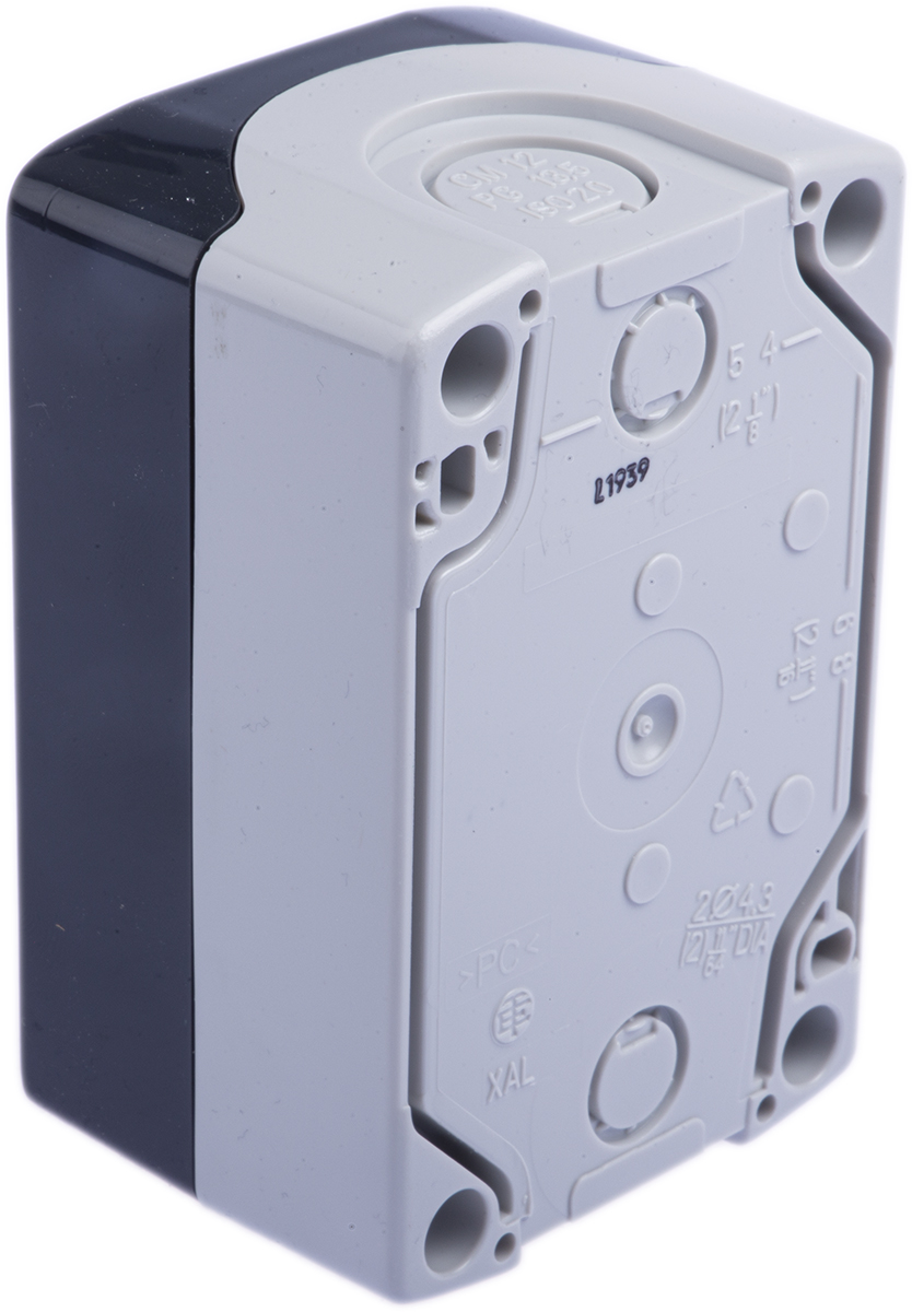 xald222 Schneider Electric Spring Return Enclosed Push Button - DPST, Polycarbonate, 1 Cutouts, White, Black, IP66, IP67, IP69K