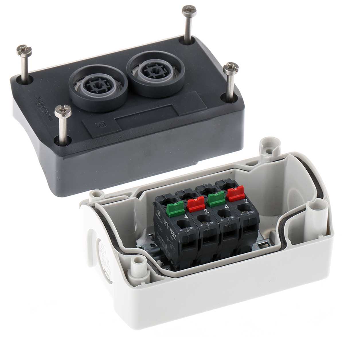 xald222e Schneider Electric Spring Return Enclosed Push Button, Polycarbonate, Black, White, IP69K, IP66, IP67