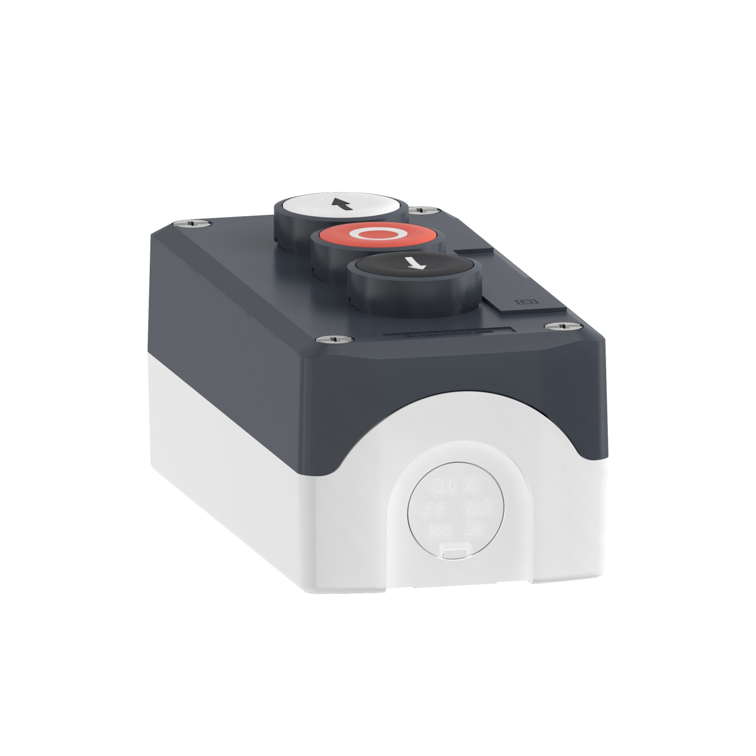 xald324 Schneider Electric Spring Return Enclosed Push Button - SPST, Polycarbonate, 3 Cutouts, Red, Black, White, Yes, IP67,
