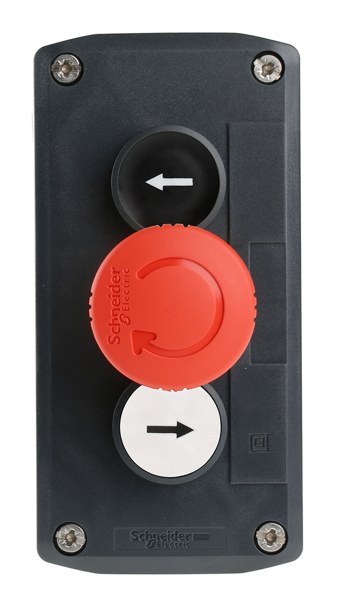 xald328 Schneider Electric Control Station Switch, Polycarbonate, 3 Cutouts, White, Black, Red, IP69K, IP66, IP67