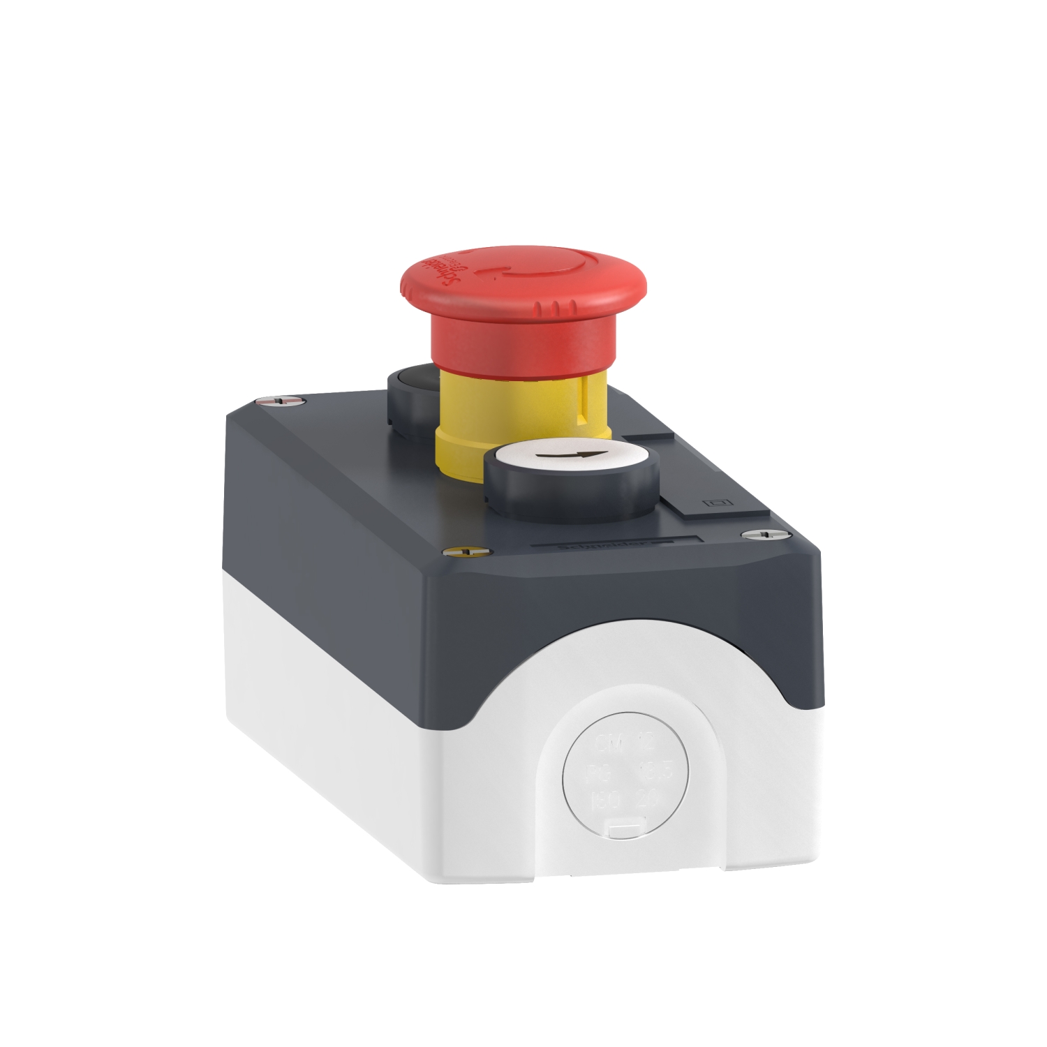xald328 Schneider Electric Control Station Switch, Polycarbonate, 3 Cutouts, White, Black, Red, IP69K, IP66, IP67