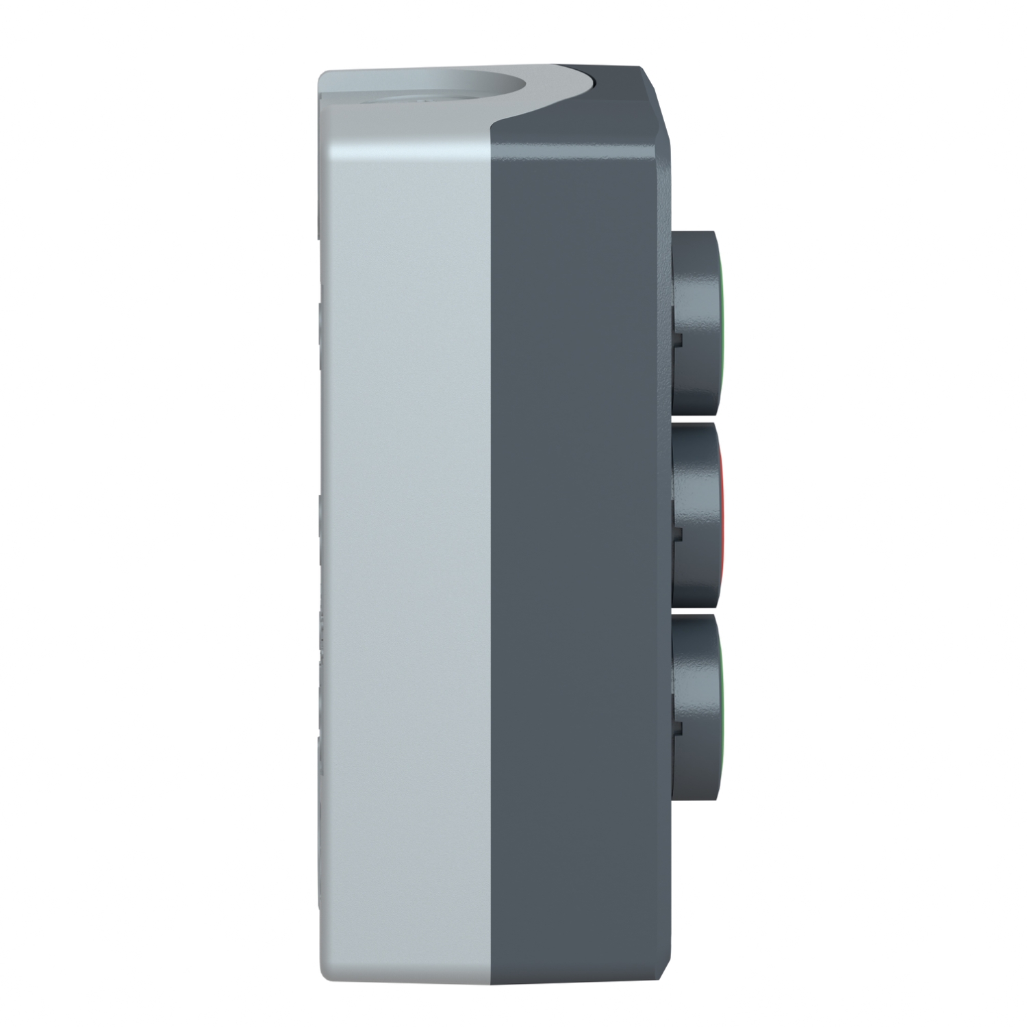 xald339 Schneider Electric Spring Return Push Button Control Station - 1 NC/2 NC, Polycarbonate, 3 Cutouts, Green, Red, I/O/II,