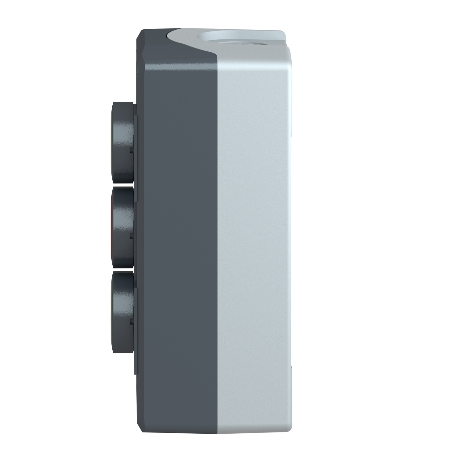 xald339 Schneider Electric Spring Return Push Button Control Station - 1 NC/2 NC, Polycarbonate, 3 Cutouts, Green, Red, I/O/II,