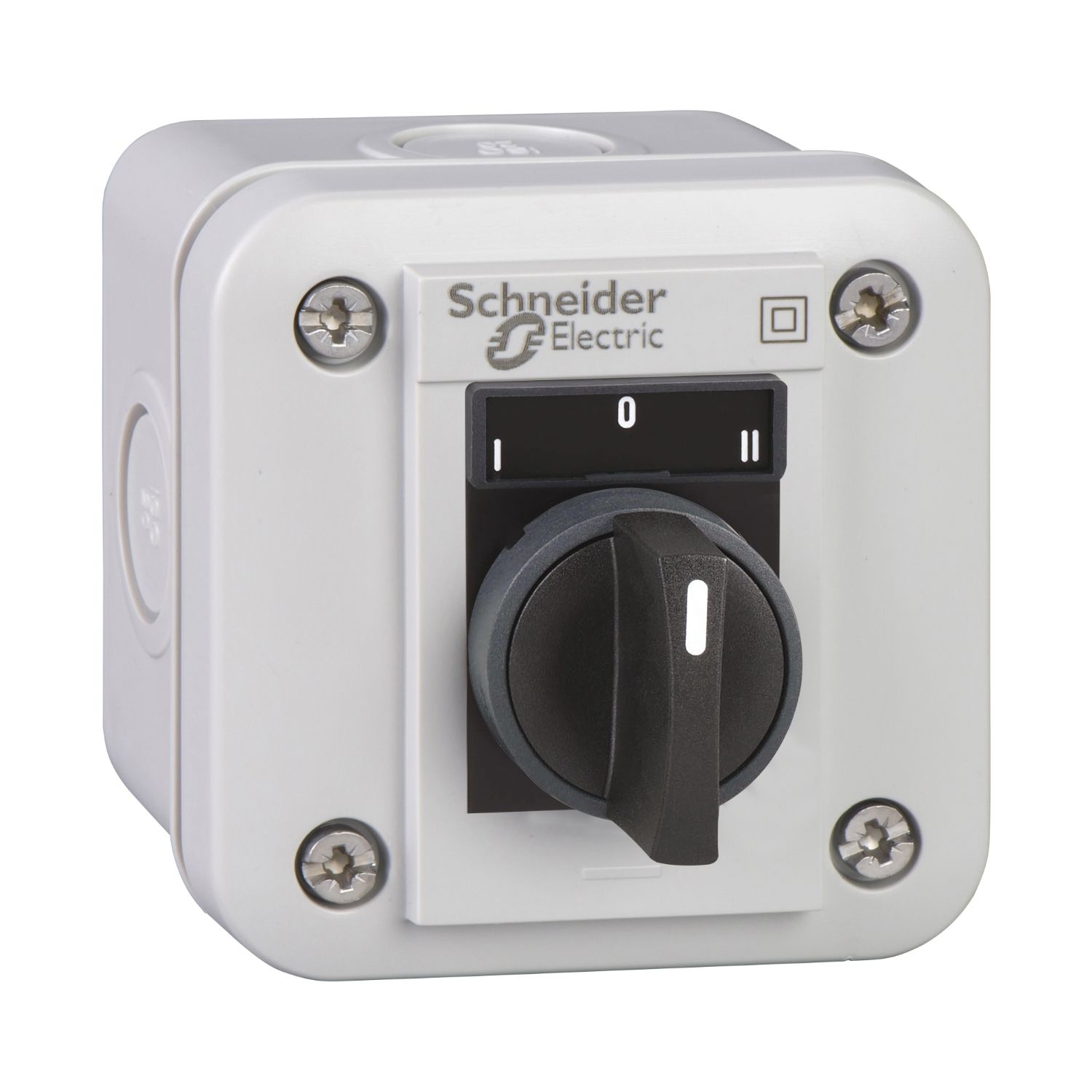 Schneider Electric Push Button Control Station - SPDT, Polycarbonate, 1 Cutouts, Black, I/O, IP54