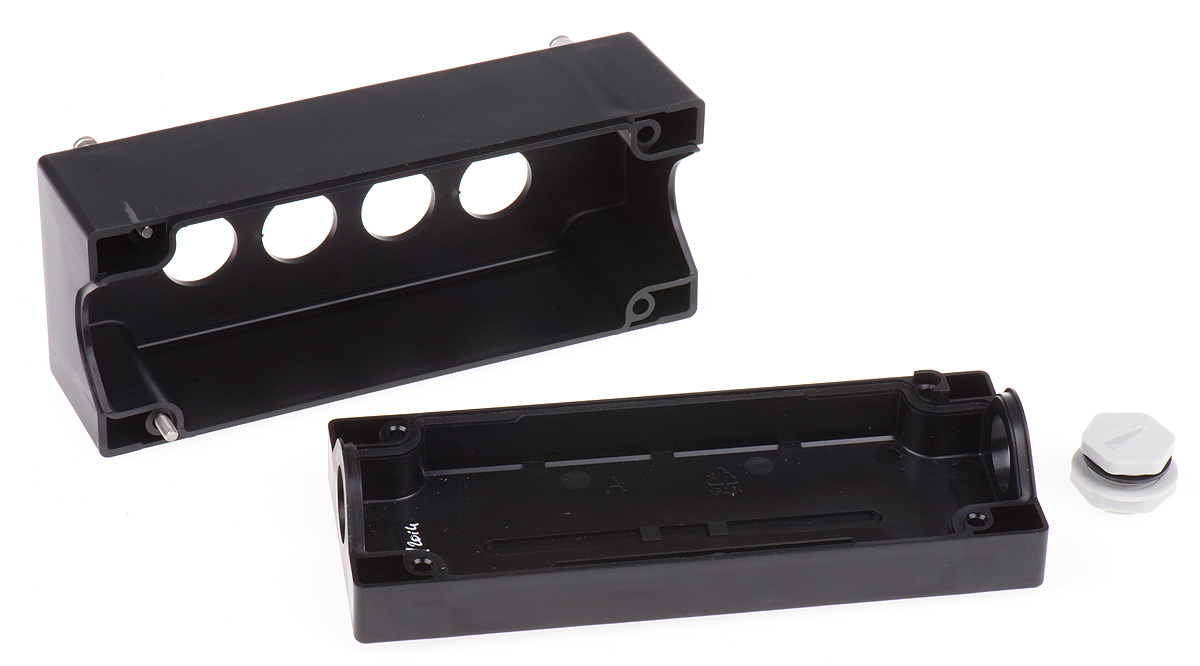 xalg04 Schneider Electric Black Plastic Harmony XALG Push Button Enclosure - 4 Hole 22 mm Diameter