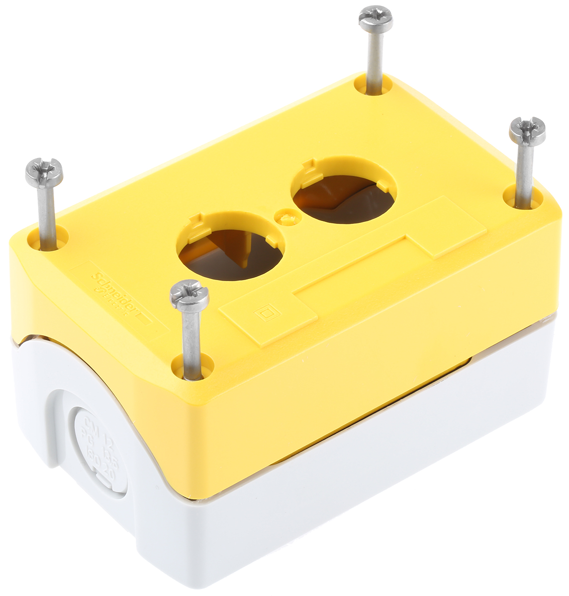 Schneider Electric Yellow Plastic Harmony Push Button Enclosure - 2 Hole 22 mm Diameter