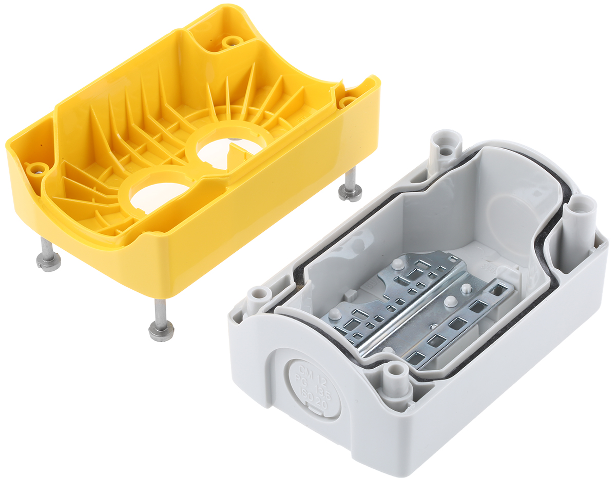 xalk02 Schneider Electric Yellow Plastic Harmony Push Button Enclosure - 2 Hole 22 mm Diameter