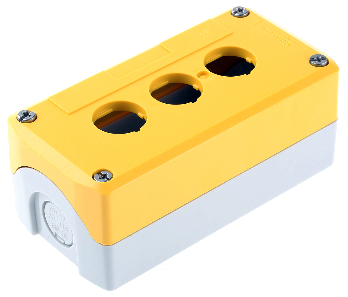 xalk03 Schneider Electric Yellow Plastic Harmony Push Button Enclosure - 3 Hole 22 mm Diameter