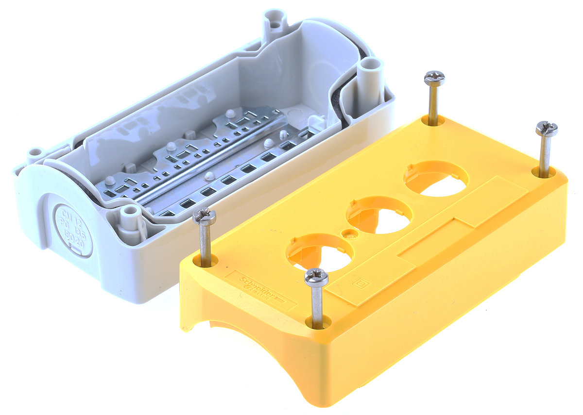 xalk03 Schneider Electric Yellow Plastic Harmony Push Button Enclosure - 3 Hole 22 mm Diameter