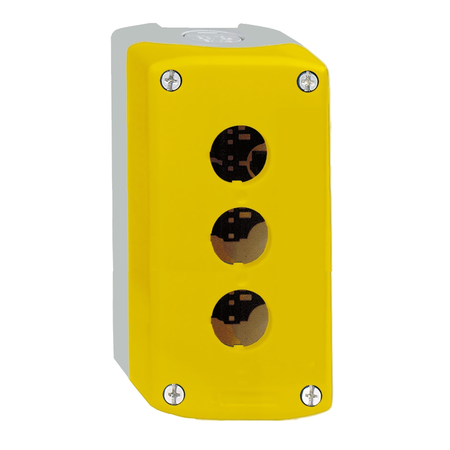 xalk03 Schneider Electric Yellow Plastic Harmony Push Button Enclosure - 3 Hole 22 mm Diameter