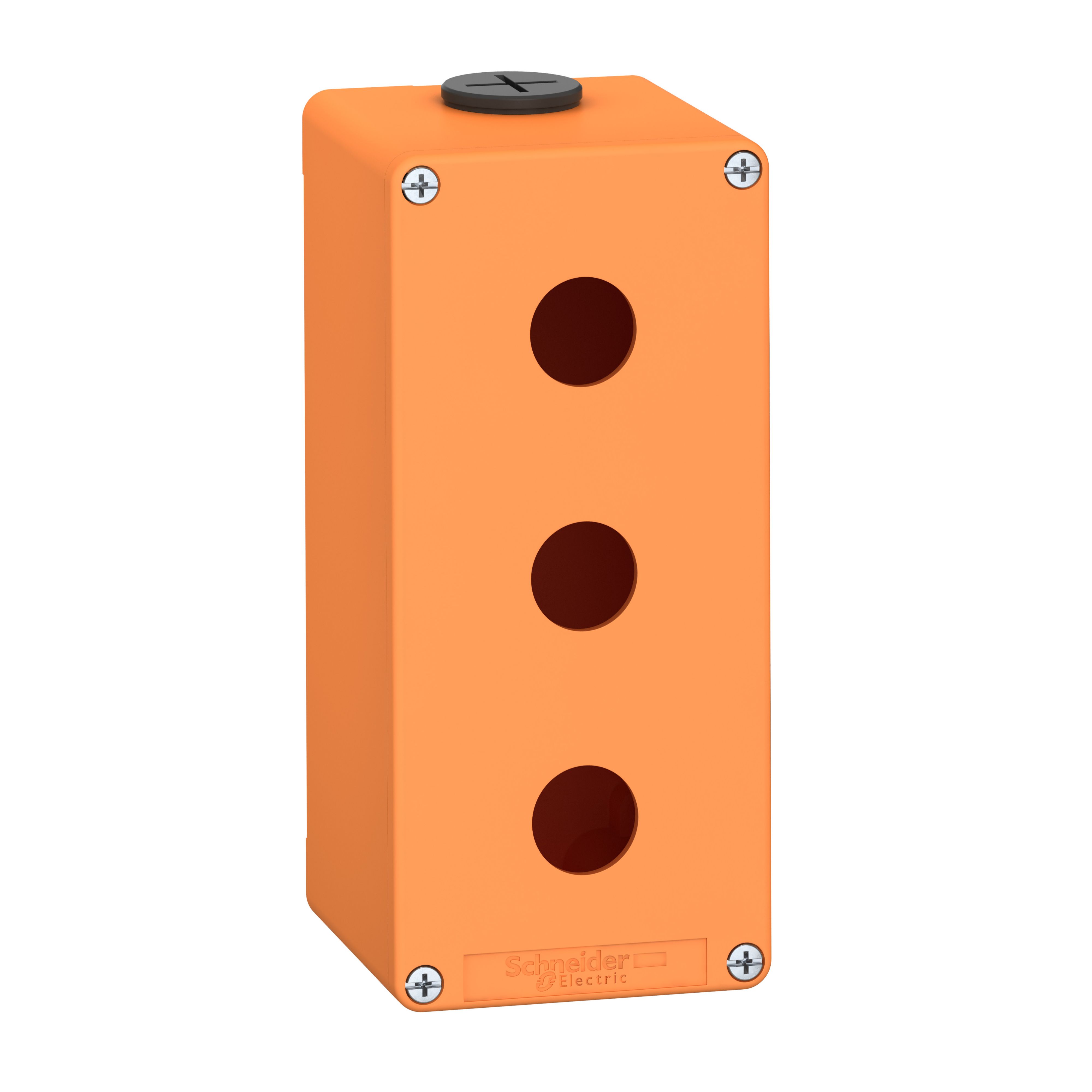 Schneider Electric Orange Die Cast Zinc Harmony Empty Control Station - 3 Hole 22 mm Diameter